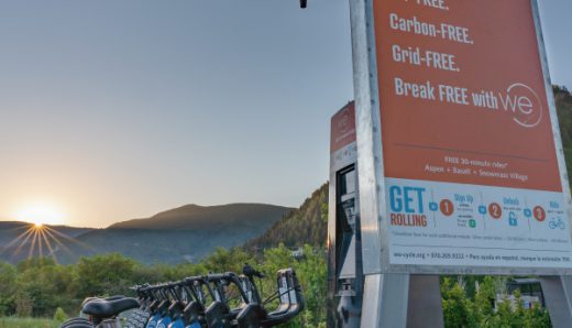 WE-cycle e-bike charging station powered by skyhook solar